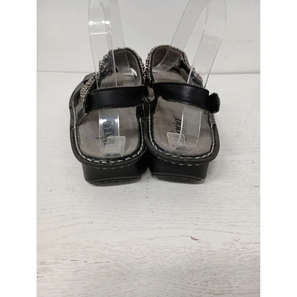 Alegria Verona Sandals Womens 37 Black Leather Boho Beaded Comfort Strappy Shoes